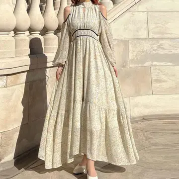 JUNOAH 숄더 오픈 와셔 원피스