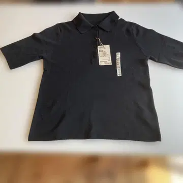 MUJI UV 컷 리브 5부 소매 폴로 스웨터 XL 사이즈