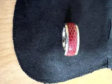 폴스미스 반지 정품 크로커다일풍 빨간색 가죽 반지