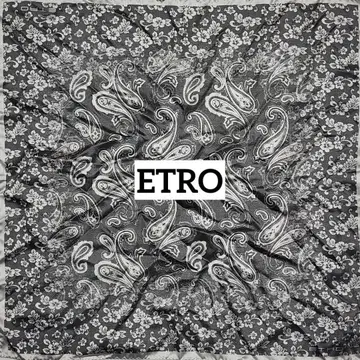 ETRO 미니 스카프 꽃 페이즐리 무늬 실크 그레이 실버