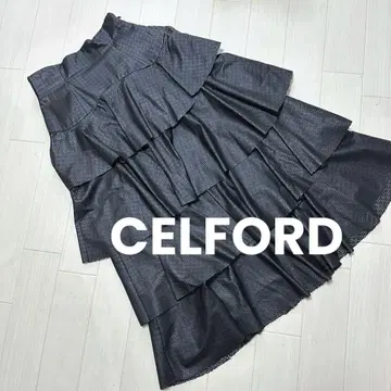 CELFORD 셀포드 롱 블랙 S 롱 스커트 블랙 인조 가죽
