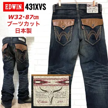 EDWIN XV 부츠컷 플레어 데님 플랩 포켓 웨스턴
