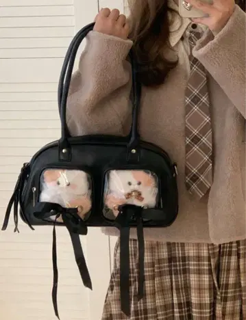 SHEIN 이타백 작고 블랙 가죽