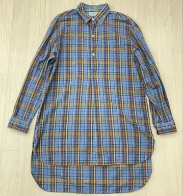 vintage L'Hermine 체크 셔츠 원피스 롱 넬