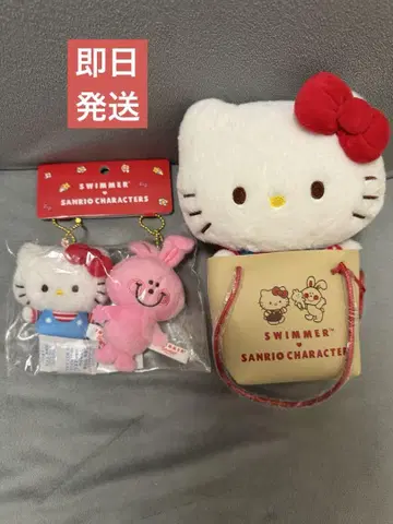 새상품 SWIMMER 헬로키티 마스코트 홀더 봉제 인형 2세트