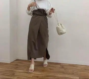 브라운 랩스커트 사이드 슬릿