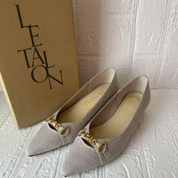 미사용 [르탈론] 뱀부 비트 힐 로퍼 캔버스 베이지 23.5cm