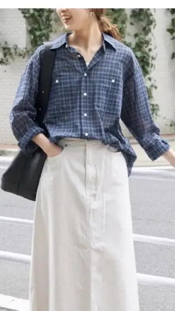 Spick and Span 코튼 보일 체크 셔츠