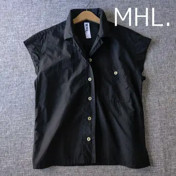 MHL 최근 모델 코튼 린넨 박스 실루엣 슬리브리스 셔츠