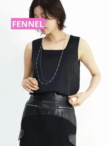 FENNEL 새틴 탱크탑 블랙 미사용품 사이즈 9호 정가 11000엔