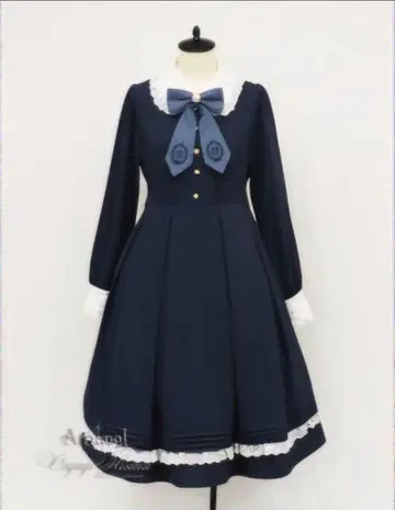 아마벨 Monogram Antique Ribbon 원피스 네이비