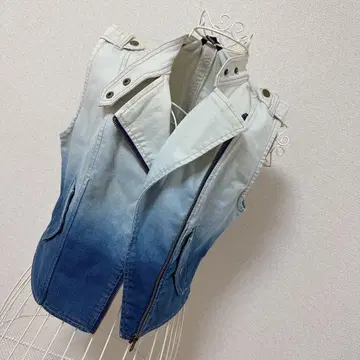 그라데이션 데님 베스트 자켓