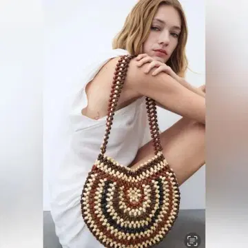 ZARA 자라 우드비즈 숄더백