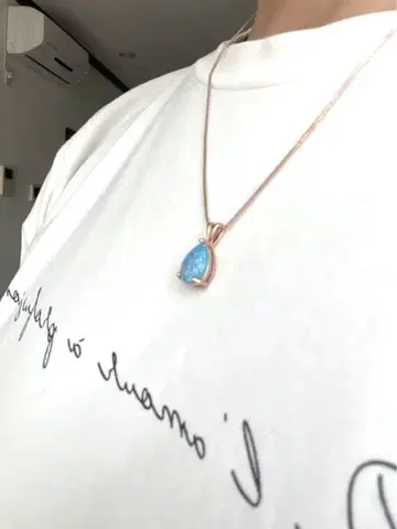 파란색 오팔 눈물형 목걸이