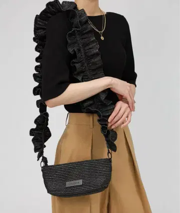 HELOYSE angel shoulder raffia 블랙