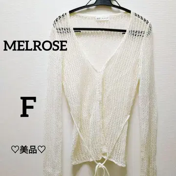 MELROSE 멜로즈 아이보리 레이스 뜨개질 가디건 라메 실 F