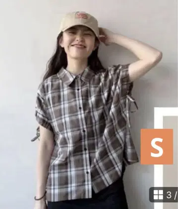 새상품 pu's'elect 푸우 체크 무늬 반팔 셔츠 S 사이즈 온라인
