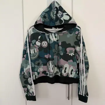 adidas 컬러풀 플라워 크롭 후드티