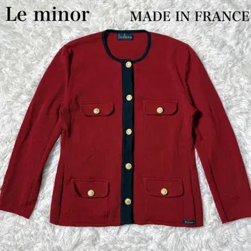 새상품급 Leminor 노카라 니트 자켓 골드 버튼 빈티지 40