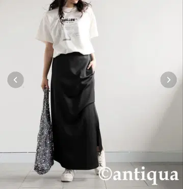 사이드 턱 롱 스커트