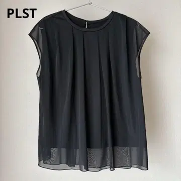 PLST 얇은 명주 그물 도킹 풀오버 블랙