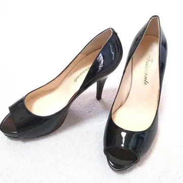 미사용 새상품 블랙 오픈토 하이힐 23.5cm 힐 높이 10cm
