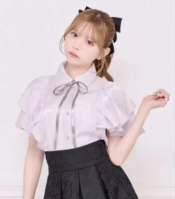 apres jour 모듬 보타이 플레어 슬리브 블라우스 라벤더