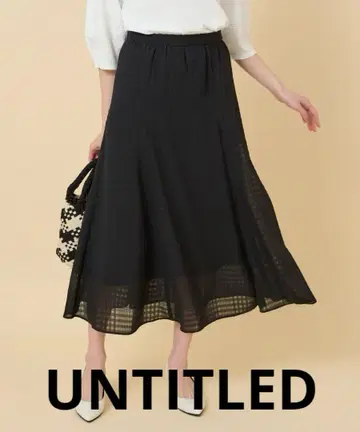 UNTITLED 시어 체크 플레어 스커트