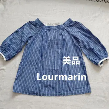 Lourmarin 파랑 & 화이트 스트라이프 새상품급 8부 소매