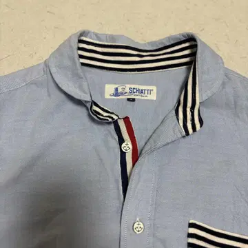 SCHIATTI 스카이블루 반팔 셔츠 스트라이프 포켓 마린 새상품급