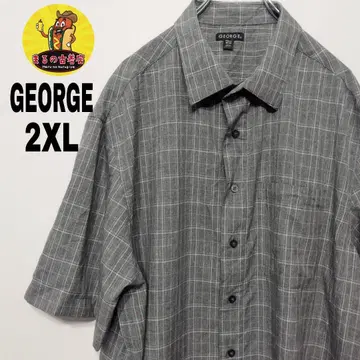 USA 구제 의류 GEORGE 반팔 버튼 셔츠 2XL 그레이