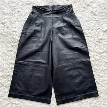 가죽 와이드 팬츠 블랙 여성용 가우초 팬츠 천연 가죽