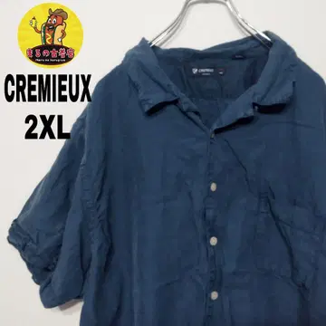 USA 구제 CREMIEUX 반팔 버튼 셔츠 2XL 스모크 블루