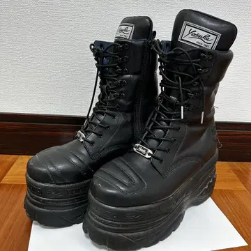요스케 YOSUKE 통굽 부츠 레이스업 부츠 36 23cm