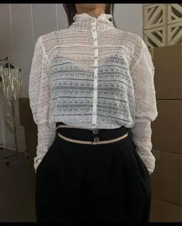 AMERI 아메리 COMPACT KNIT BLOUSE 가디건 화이트 F
