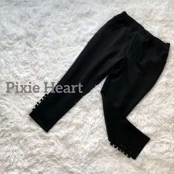 픽시하트 밑단 리본 스트레치 팬츠 이지 팬츠 허리밴딩 블랙 LL