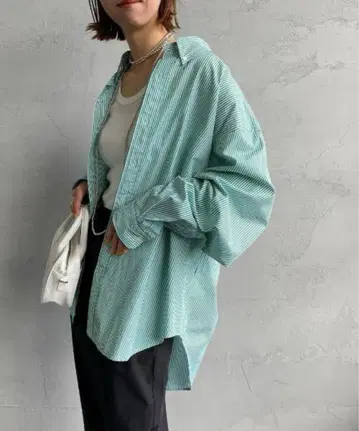THE SHINZONE STRIPE DADDY SHIRTS 그린 PO