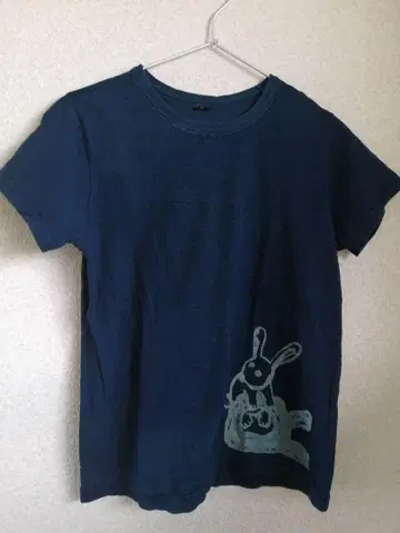 45rpm 인디고 염색 토끼 발염 티셔츠 사이즈 2 새상품급