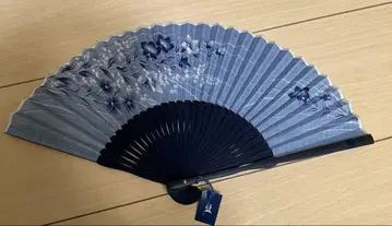 택 포함 새상품 네이비 나염 오동나무 꽃무늬 네이비 컬러 부채