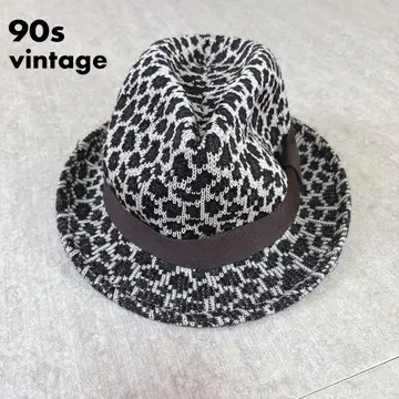 90s vintage 레오파드 무늬 햇 모자 로커빌리