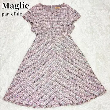 Maglie par ef-de 썸머 트위드 플레어 V넥 원피스