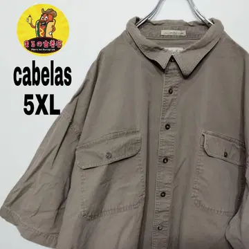 USA 구제 의류 cabelas 반팔 버튼 셔츠 5XL 브라운