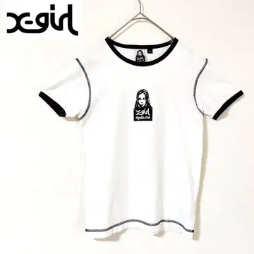 엑스걸 X-girl 링거 티셔츠 박스 로고 프린트 일본제 M