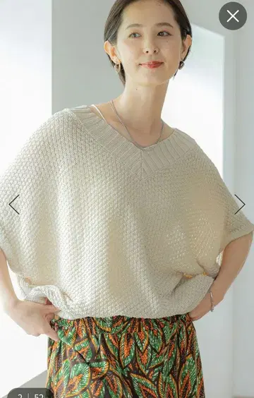 미사용 LEPSIM 5게이지 카노코 V넥 5분 소매 풀오버 카노코