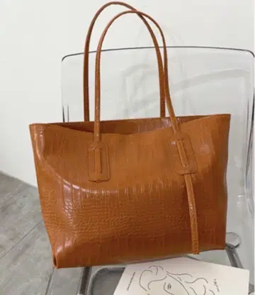 새상품 브라운 크로코 토트백 남성 여성 고품질 가죽 가방 고급