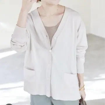 SLOBE IENA 아이스 코튼 V넥 가디건 내추럴