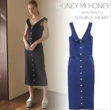 Honey mi Honey 오프숄더 데님 원피스 블루