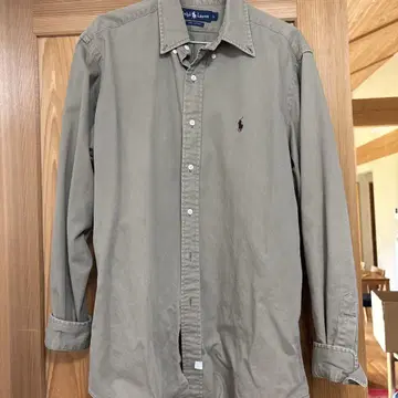 Ralph Lauren 카키 두꺼운 원단 긴팔 셔츠 L 사이즈