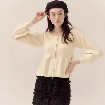 무게트 펄럼 지퍼 리브 니트