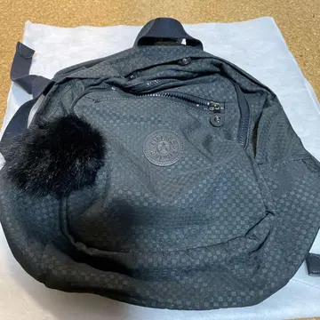 Kipling 블랙 체크 무늬 백팩